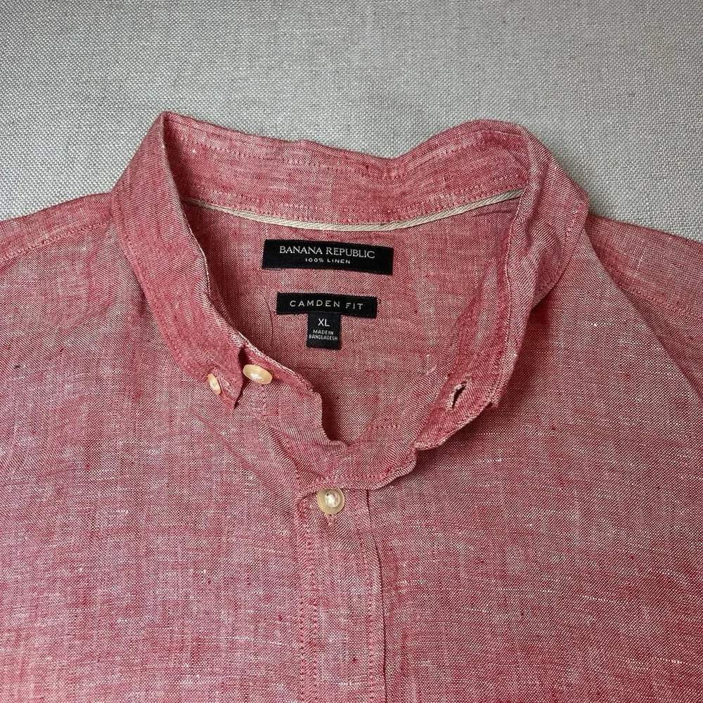 Banana Republic 100% Linen Camden Fit Long‎ Sleeve Button Shirt Men's Size XL